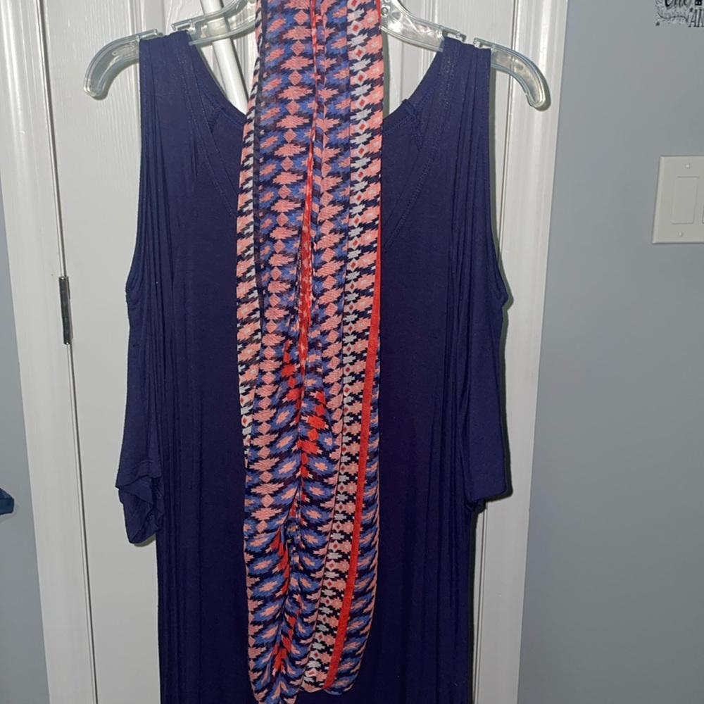 Navy blue top with scarf
